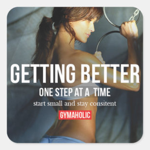 Motivationales Fitness Gym Quadratischer Aufkleber