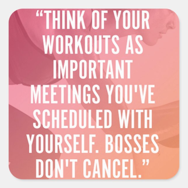 Motivationales Fitness Gym Quadratischer Aufkleber (Vorderseite)