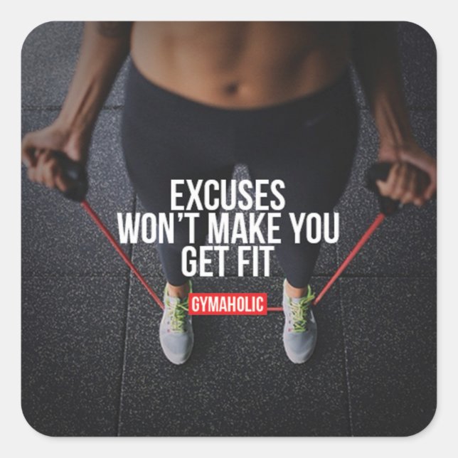 Motivationales Fitness Gym Quadratischer Aufkleber (Vorderseite)