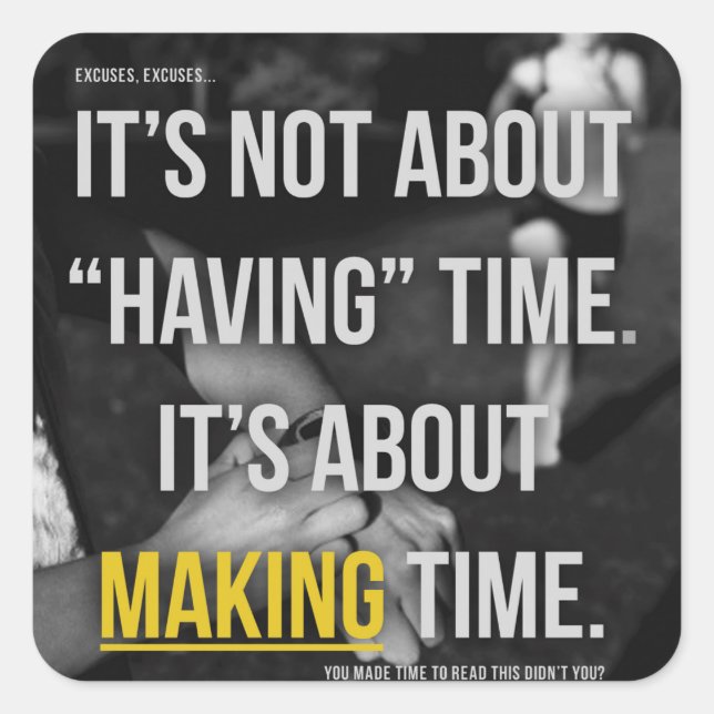 Motivationales Fitness Gym Quadratischer Aufkleber (Vorderseite)