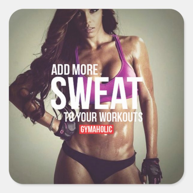 Motivationales Fitness Gym Quadratischer Aufkleber (Vorderseite)
