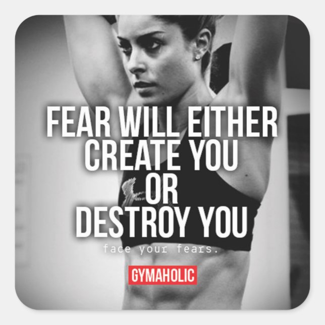 Motivationales Fitness Gym Quadratischer Aufkleber (Vorderseite)