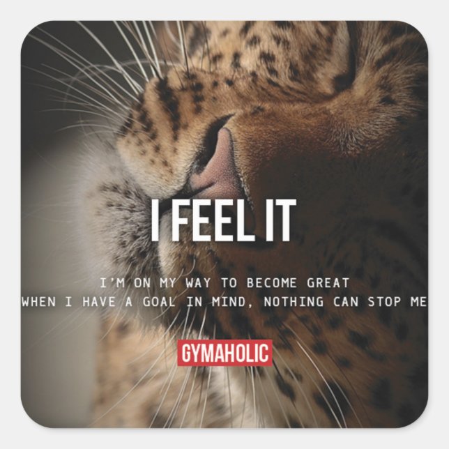 Motivationales Fitness Gym Quadratischer Aufkleber (Vorderseite)