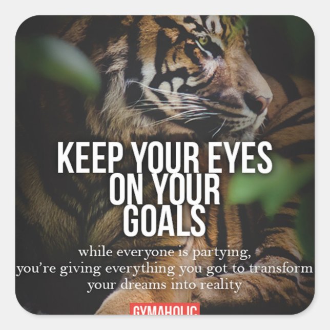 Motivationales Fitness Gym Quadratischer Aufkleber (Vorderseite)