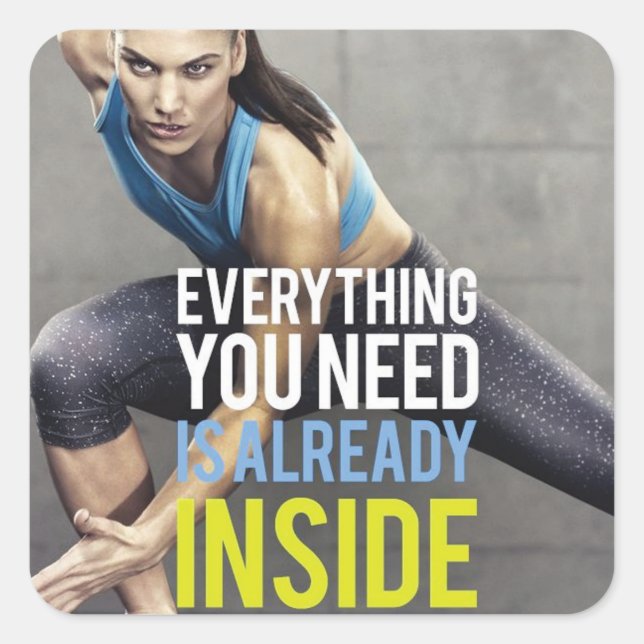 Motivationales Fitness Gym Quadratischer Aufkleber (Vorderseite)