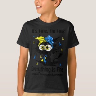Motivations-Katze für das Bewusstsein für Down-Syn T-Shirt
