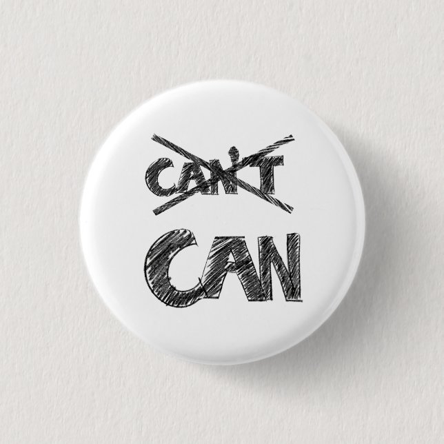 Motivations-Typografie-Design – „Ich kann“ Positiv Button (Vorderseite)