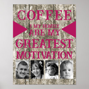 Motivationskaffeestfamilie 4 Foto grau rosa Poster