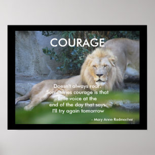 Motivationszitat Löwenherz Mut Poster
