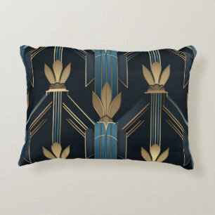 Motive Art Deco Bleus und Golden Dekokissen