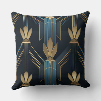 Motive Art Deco Bleus und Golden Kissen
