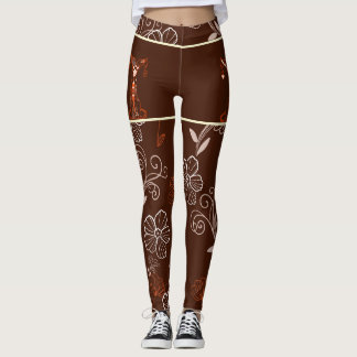 Motive Japanische Katze & Chrysanthemen Leggings