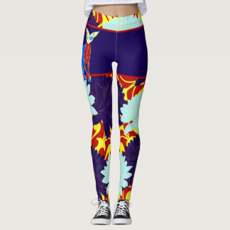 Motive Japanische Katze & Chrysanthemen Leggings