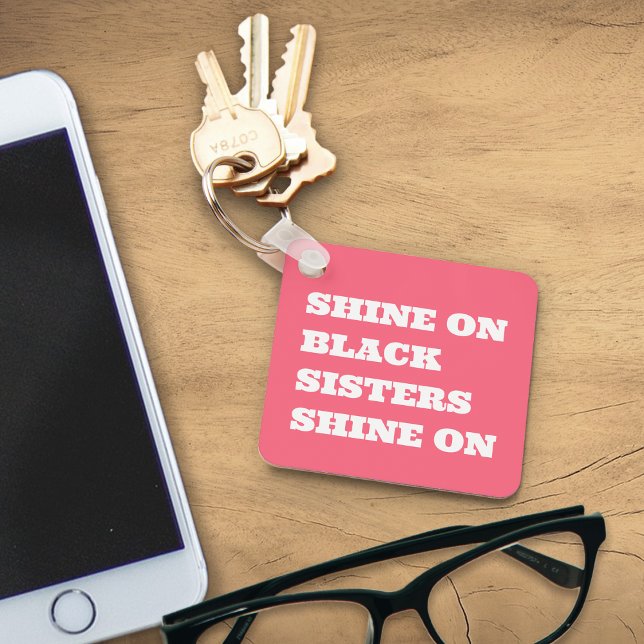 Motivierend afrikanischer (schwarzer) Schlüsselanh Schlüsselanhänger (shine on keyring pink)