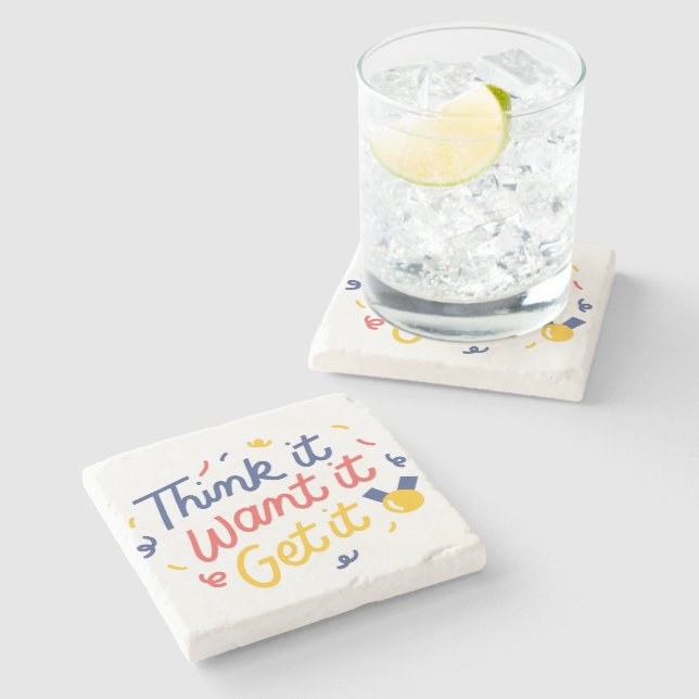 Motivierend Angebotskunst Steinuntersetzer (Seitenansicht)