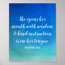 Motivierend Bibel Verse Blue Watercolor Ombre