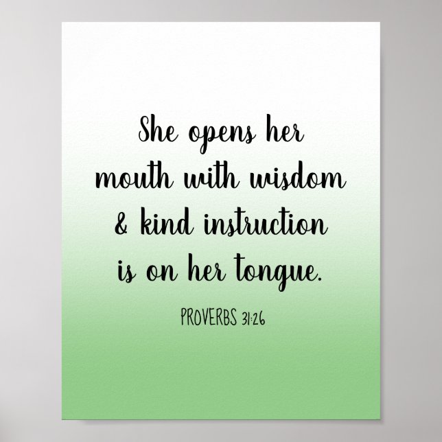 Motivierend Bibel Verse Sage Green Ombre Poster (Vorne)