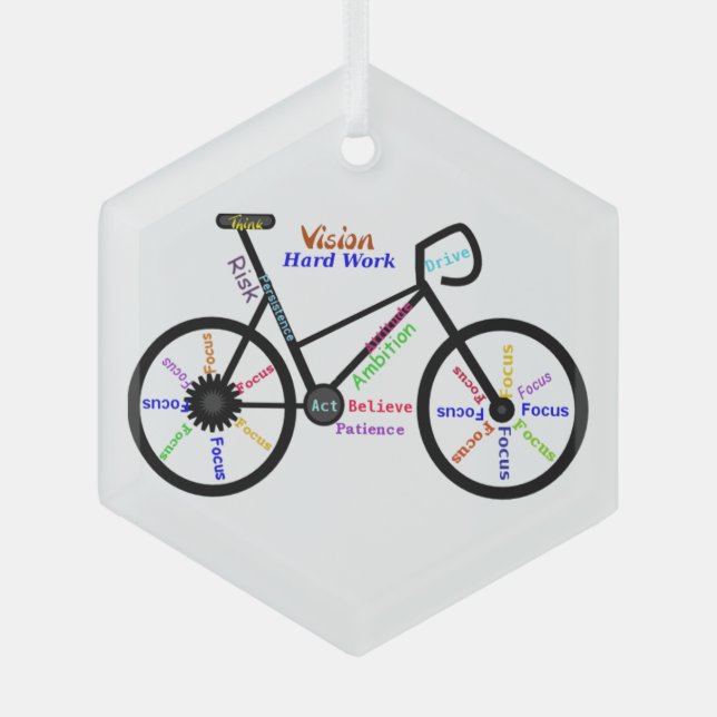 Motivierend Bike-Wörter für Biker Ornament Aus Glas (Vorderseite)