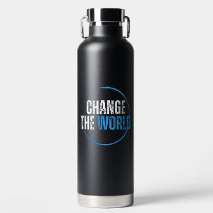 Motivierend blaues typografisches Umweltangebot Trinkflasche