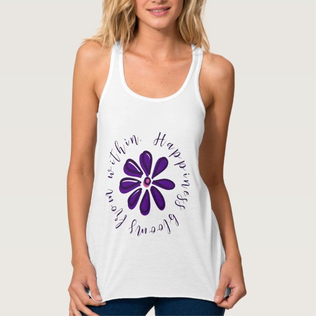 Motivierend Blume "Glück blüht von innen" Tank Top (Vorderseite)