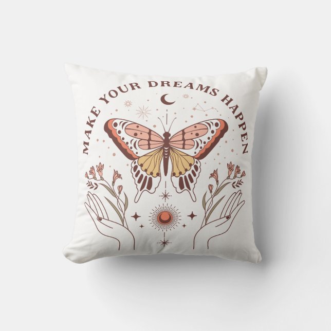 Motivierend Boho Butterfly Kissen (Vorderseite)