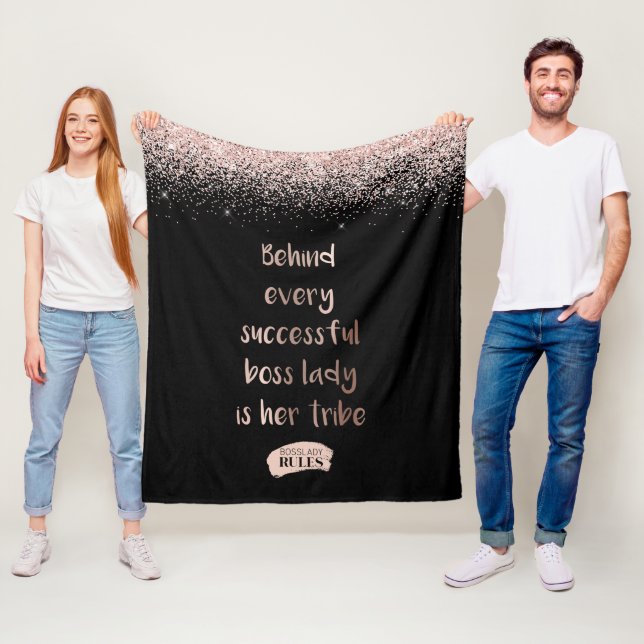 Motivierend Boss Lady Rose Gold Glitzer Black Fleecedecke (Beispiel)