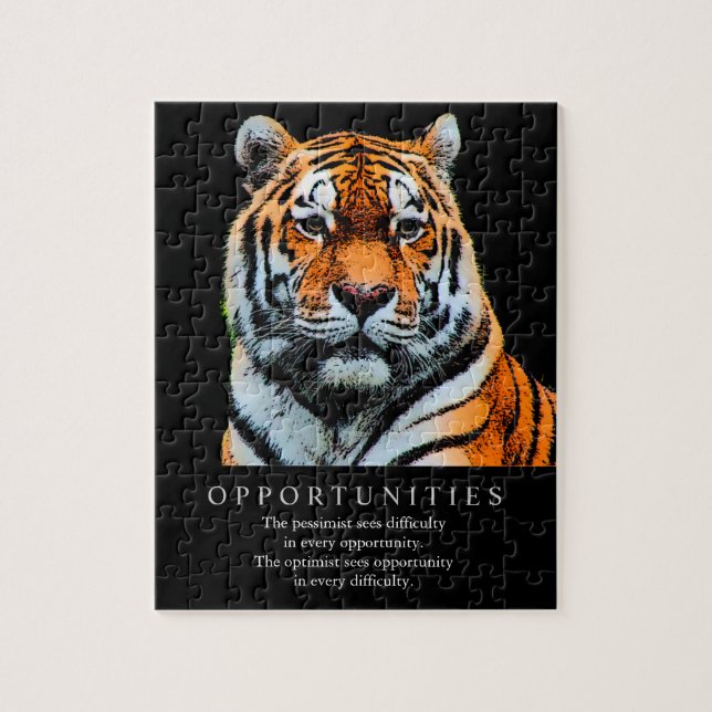 Motivierend Chancen Sprichwort Zitat Tiger Puzzle (Vertikal)