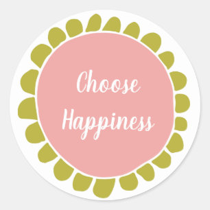 Motivierend Choose Happy Niedlich Runder Aufkleber