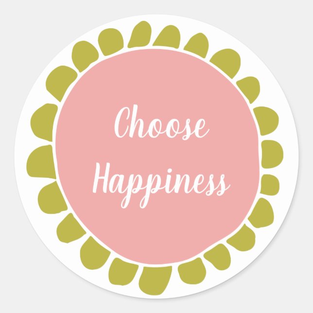 Motivierend Choose Happy Niedlich Runder Aufkleber (Vorderseite)