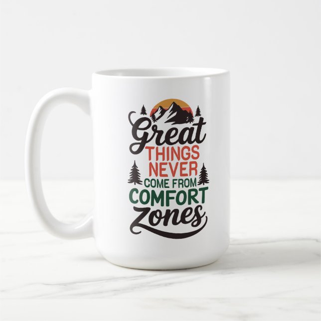 Motivierend Comfort Zone Adventure Kaffeetasse (Links)