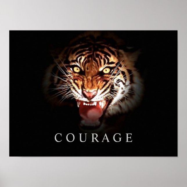 Motivierend Courage Roaring Tiger Poster Print (Vorne)