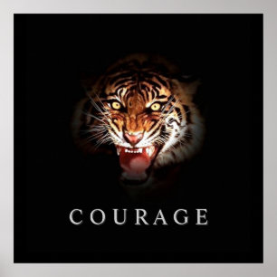 Motivierend Courage Roaring Tiger Poster Print