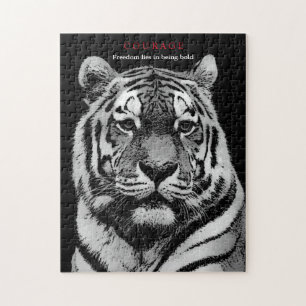 Motivierend Courage Tiger Schwarz-weiß Puzzle