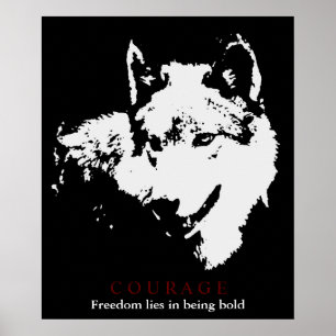 Motivierend Courage Wolf Poster