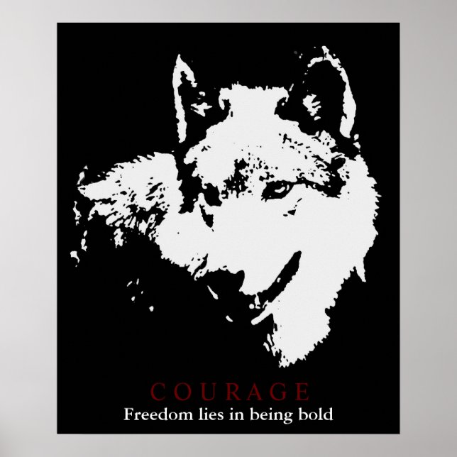 Motivierend Courage Wolf Poster (Vorne)