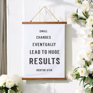 Motivierend Erfolgsquoten für Gym - Schwarz-weiß Wandteppich Mit Holzrahmen