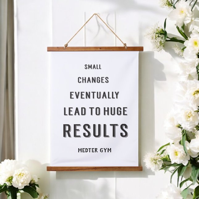 Motivierend Erfolgsquoten für Gym - Schwarz-weiß Wandteppich Mit Holzrahmen (Von Creator hochgeladen)