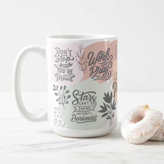 Motivierend Erinnerung Zitate Botanischer Chic Kaffeetasse (Mit Donut)