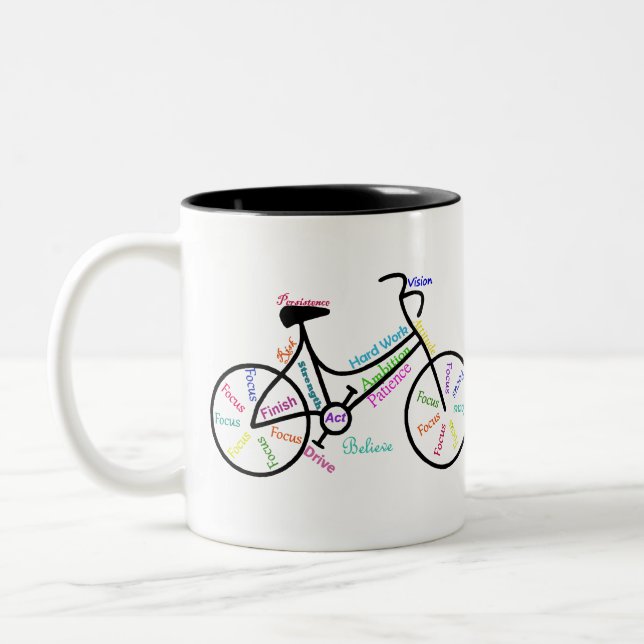 Motivierend Fahrrad, Fahrrad, Fahrrad, Sport, Hobb Zweifarbige Tasse (Links)