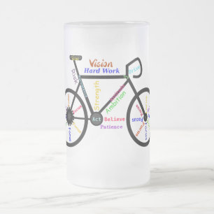 Motivierend Fahrrad, Fahrrad, Sport Mattglas Bierglas