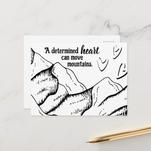 Motivierend festgestelltes Herz kann Berge bewegen Postkarte (Vorderseite/Rückseite Beispiel)