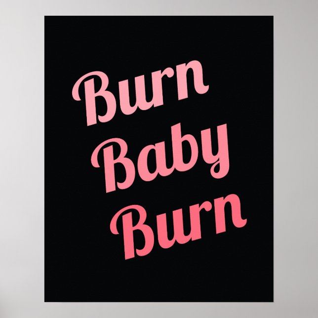 Motivierend Fitness Brennen Baby Black Pink Poster (Vorne)