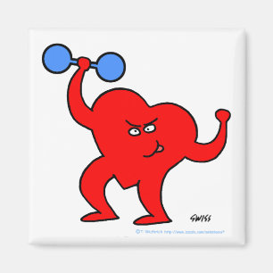 Motivierend Fitness Cartoon Herzübungen Magnet