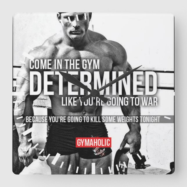 Motivierend Fitness Quadratische Wanduhr (Vorderseite)