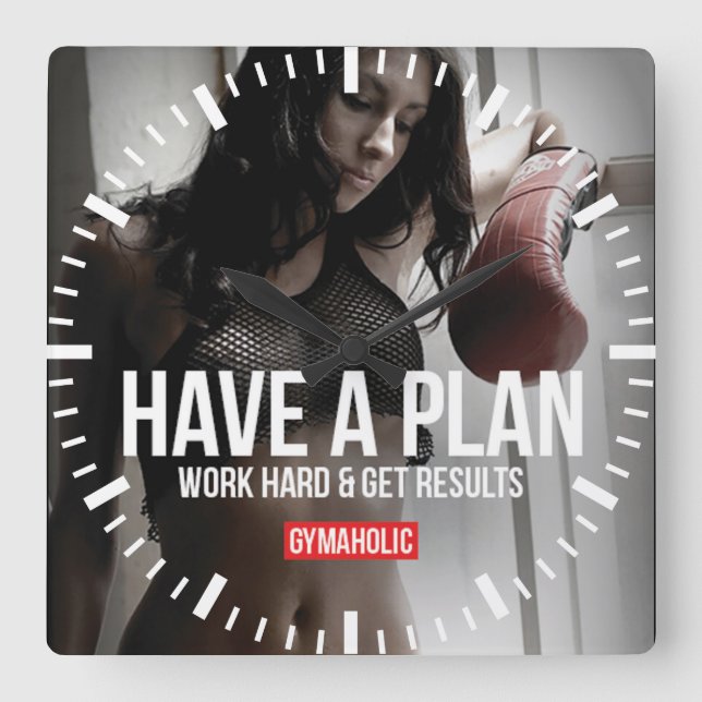 Motivierend Fitness Quadratische Wanduhr (Vorderseite)