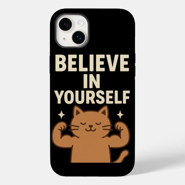 Motivierend Flex Cat - "Glaube an dich selbst" Case-Mate iPhone Hülle (Rückseite)