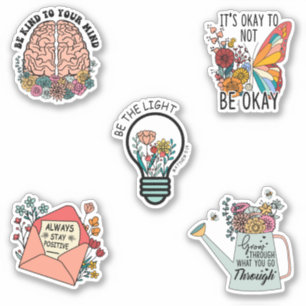 Motivierend florale Mental Health Sticker Verpacku
