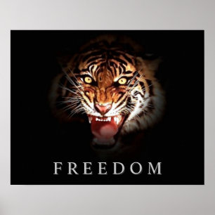 Motivierend Freiheit Roaring Tiger Poster Print