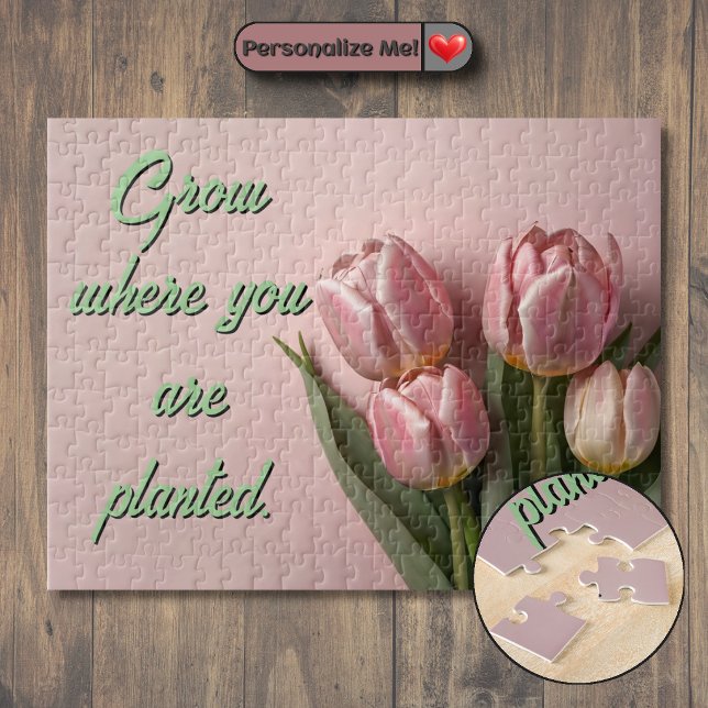 Motivierend Frühlingsstipps Puzzle (Customizable Spring Tulips Motivational Jigsaw Puzzle)