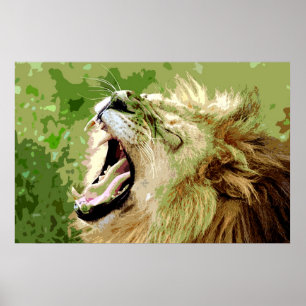 Motivierend Führung Roaring Lion Pop Art Poster